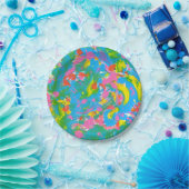 Neon Bloom-Hand Pinsel Pappteller (Party)