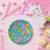 Neon Bloom-Hand Pinsel Pappteller (Party)