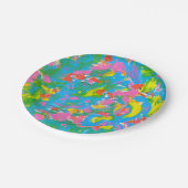 Neon Bloom-Hand Pinsel Pappteller (Schrägansicht)