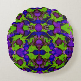 Neon Bloomstorm Rundes Kissen