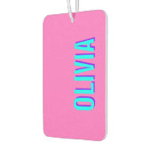 Neon Blue 3D Moderner Name | Trendy Cool Pink Autolufterfrischer (Links)
