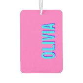 Neon Blue 3D Moderner Name | Trendy Cool Pink Autolufterfrischer (Rückseite)
