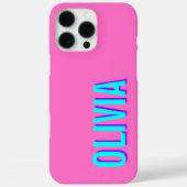 Neon Blue 3D Moderner Name | Trendy Cool Pink Case-Mate iPhone Hülle (Rückseite)