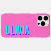 Neon Blue 3D Moderner Name | Trendy Cool Pink Case-Mate iPhone Hülle (Rückseite (Horizontal))