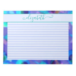 Neon Blue & Aqua Abstrakte Wasserfarbe Notizblock