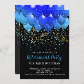 Neon Blue Balloons Pensionierung Party Einladung (Vorne/Hinten)