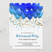 Neon Blue Balloons Pensionierung Party Einladung (Vorne/Hinten)