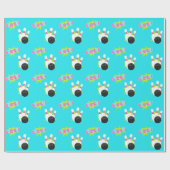 Neon Blue Bowling Wrapping Paper Geschenkpapier (Flach)