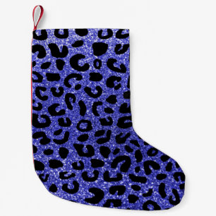 Neon Blue Cheetah Printmuster Kleiner Weihnachtsstrumpf