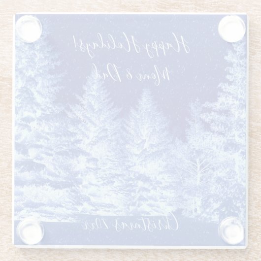 Neon Blue Christmas Tree Glasuntersetzer (Rückseite)