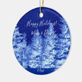 Neon Blue Christmas Tree Keramik Ornament