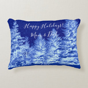 Neon Blue Christmas Tree Lumbar Pillow Dekokissen