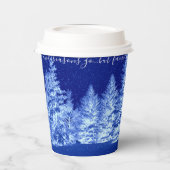 Neon Blue Christmas Tree Pappbecher (Links)
