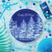 Neon Blue Christmas Tree Pappteller (Party)