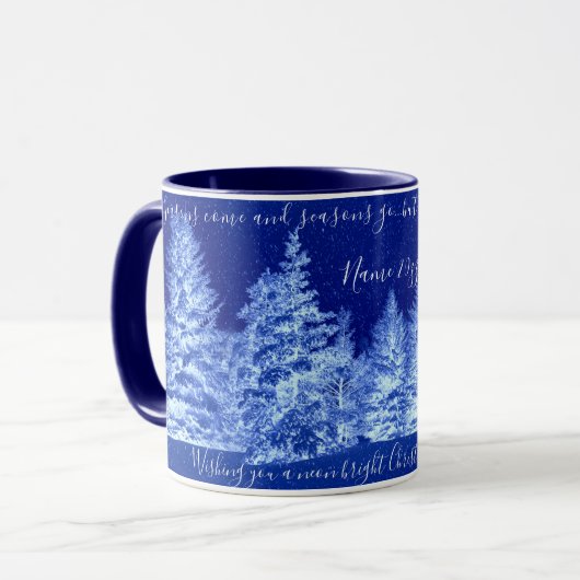 Neon Blue Christmas Tree Tasse (Vorderseite Links)