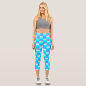 Neon Blue Color Pattern Capri Leggings (Vorderseite)