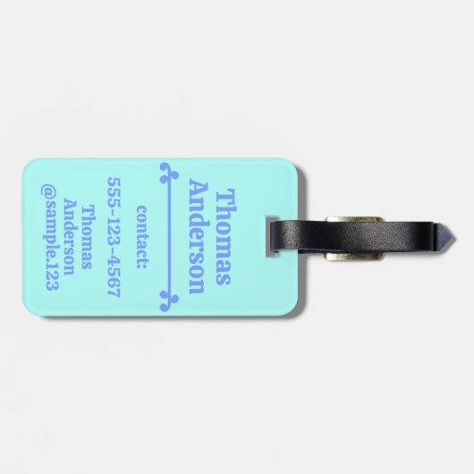 Neon Blue Color Pattern Gepäckanhänger (Rückseite horizontal)