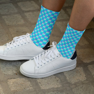 Neon Blue Color Pattern Socken