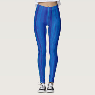 Neon Blue Digital Abstrakt Painting Pattern Leggings