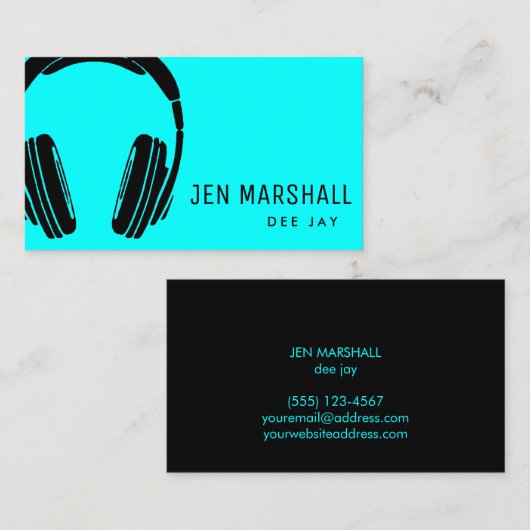 Neon blue dj visitenkarte (Vorne/Hinten)