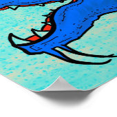 Neon Blue Dragon Art Head Poster (Ecke)