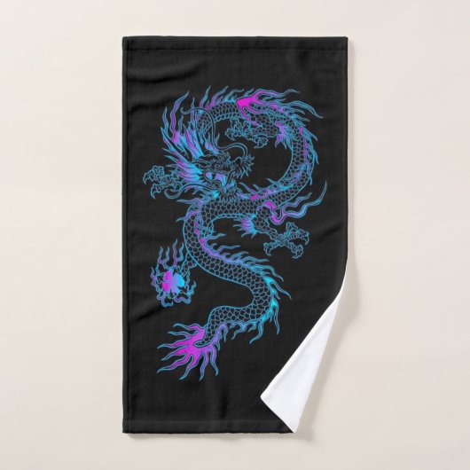 Neon Blue Dragon Bath Set (Handtuch)