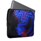 Neon Blue Dragon Black Background Bright Laptopschutzhülle (Vorne Rechts)