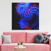 Neon Blue Dragon Black Background Bright Leinwanddruck (Insitu (Wohnzimmer))