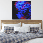Neon Blue Dragon Black Background Bright Leinwanddruck (Insitu (Schlafzimmer))