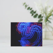 Neon Blue Dragon Black Background Bright Postkarte (Stehend Vorderseite)