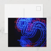 Neon Blue Dragon Black Background Bright Postkarte (Vorne/Hinten)