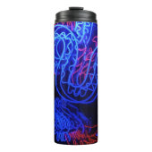 Neon Blue Dragon Black Background Bright Thermosbecher (Vorderseite)
