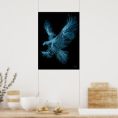 Neon Blue Eagle Futuristic Filament Wall Art Poster (Küche)