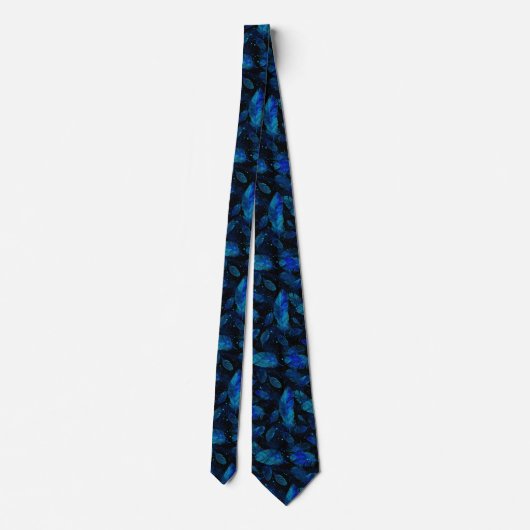 Neon Blue Feather Men’s Tie Krawatte (Rückseite)