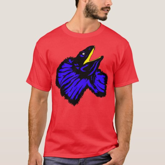 Neon Blue Frilled-Nackenechard T-Shirt (Vorderseite)