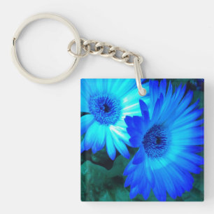 Neon Blue Gerber Daisies Schlüsselanhänger