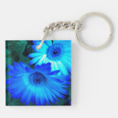 Neon Blue Gerber Daisies Schlüsselanhänger (Rückseite)