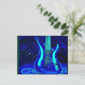 Neon Blue Gitarre Postkarte (Stehend Vorderseite)