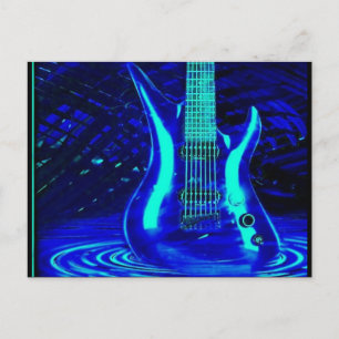 Neon Blue Gitarre Postkarte