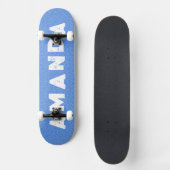 Neon Blue Glitzer Skateboard personalisierter Name (Vorderseite)