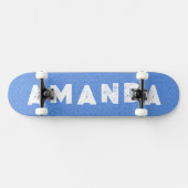 Neon Blue Glitzer Skateboard personalisierter Name (Horizontal)
