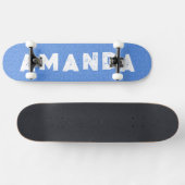 Neon Blue Glitzer Skateboard personalisierter Name (Horizontal)