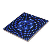 Neon Blue Globe Fraktal Fliese (Seite)