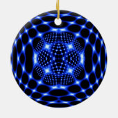 Neon Blue Globe Fraktal Keramikornament (Hinten)