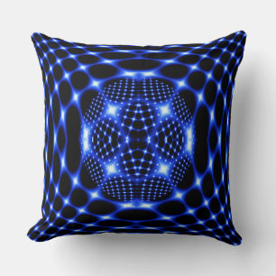 Neon Blue Globe Fraktal Kissen