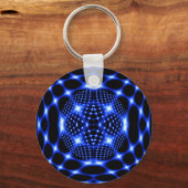 Neon Blue Globe Fraktal Schlüsselanhänger (Vorderseite)
