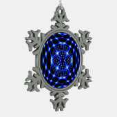 Neon Blue Globe Fraktal Schneeflocken Zinn-Ornament (Links)