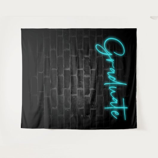 Neon Blue Glow Light | Graduate Party Foto Stand Wandteppich (Vorderseite (Horizontal))