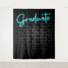 Neon Blue Glow Light | Graduate Party Foto Stand Wandteppich