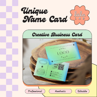 Neon Blue Gradient Trendy Editable Business Card Visitenkarte